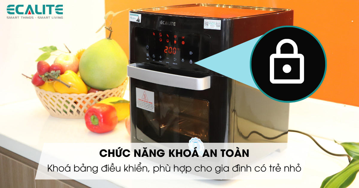 Chức năng khoá an toàn trên nồi chiên EL-AF15 15 lít