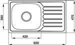 Chậu inox Hafele HS19-SSD1R60 / 1 Hộc rửa, có bàn chờ, Mã số 567.23.093