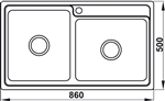 Chậu inox Hafele HS20-SSN2S90L / 2 Hộc lệch, Mã số 567.20.546