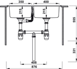 Chậu inox Hafele HS20-SSN2S90L / 2 Hộc lệch, Mã số 567.20.546