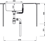 Chậu inox Hafele HS20-SSN1S60 / 1 Hộc rửa, có bàn chờ, Mã số 567.20.266