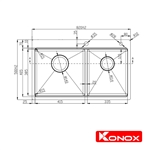 Chậu Rửa Chén 2 Hộc Topmount sink Konox KN8250TD