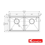 Chậu Rửa Chén 2 Hộc Undermount sink Konox KN8745DUB