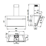 Máy hút mùi áp tường Hafele HH-WVG90B / Kiểu vát nghiêng, Ngang 90cm, mã số 539.89.335