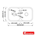 Chậu Rửa Chén 2 Hộc Undermount sink Konox KN8246DUA