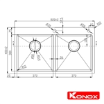 Chậu Rửa Chén 2 Hộc Overmount sink Konox KN8248DOB