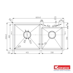 Chậu Rửa Chén 2 Hộc Overmount sink Konox KN8245DO