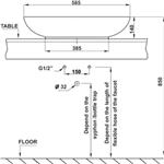 Chậu Lavabo Đặt Bàn Sapporo Hafele 588.79.030