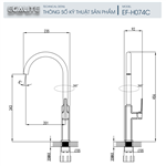 Vòi rửa chén nóng lạnh Kitchen Mixer Ecalite EF-H074C