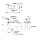 Bàn Cầu Van Xả Trực Tiếp ToTo CW705ENJ#W/TV150NSV7J/TX802CV1/T53P100VR/T53RV1#W/TC393VS#W