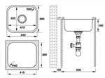 Chậu inox Hafele HS20-SSN1R50 / 1 Hộc rửa, Mã số 567.24.000