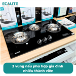 Bếp gas âm 3 vùng nấu Ecalite EG-XD38247B, mâm chia lửa Lốc Xoáy