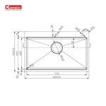 Chậu rửa chén inox 1 hố Konox KN8050TS