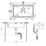 Chậu rửa chén inox Hafele HS21-SSN1S90 / 1 Hộc, Mã số 567.94.020