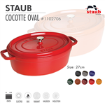 Nồi gang oval Staub 27 cm - Màu đỏ cherry