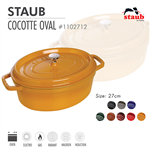 Nồi gang oval Staub 27 cm - Màu vàng mù tạt