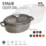 Nồi gang oval Staub 27 cm - Màu xám