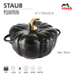 Nồi gang Staub hình bí ngô 24 cm - Màu đen grade B