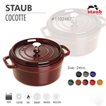 Nồi gang tròn Staub 24cm – Màu đỏ lựu