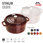 Nồi gang tròn Staub 26 cm – Màu đỏ lựu