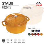 Nồi gang tròn Staub 26 cm – Màu vàng mù tạt