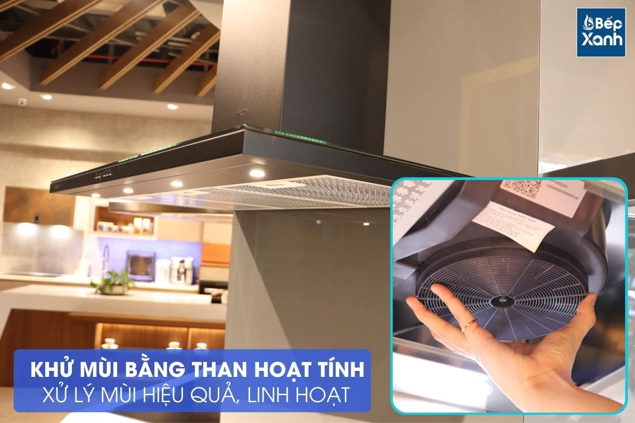 Quy trình lọc than hoạt tính máy hút mùi Malloca