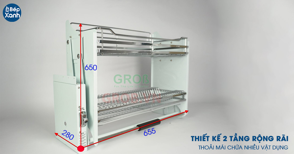 Thiết kế 2 tầng rộng rãi cùng khay chứa nước tiện lợi