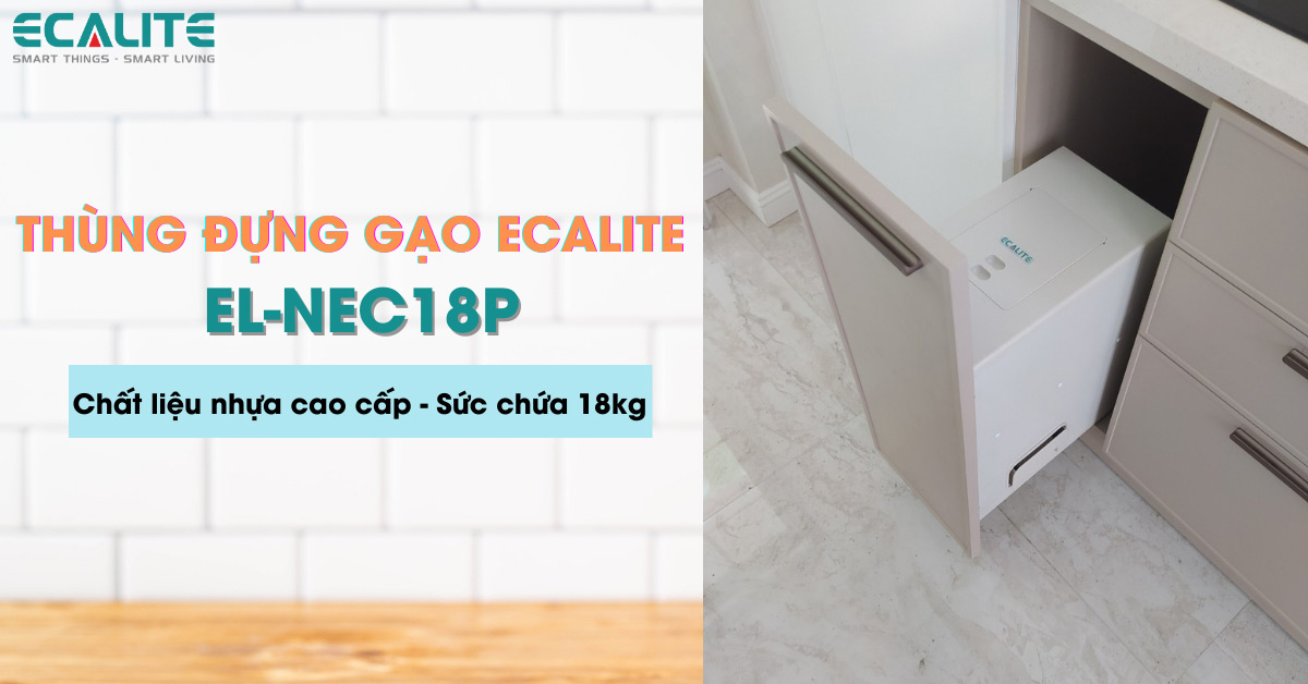 Thùng đựng gạo gắn cánh Ecalite EL-NEC18P