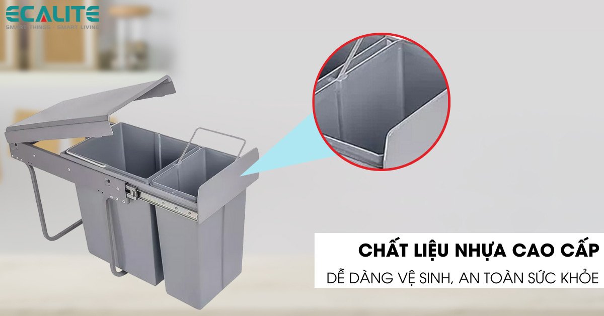 Thùng rác âm tủ Ecalite EL-DUB20L chất liệu