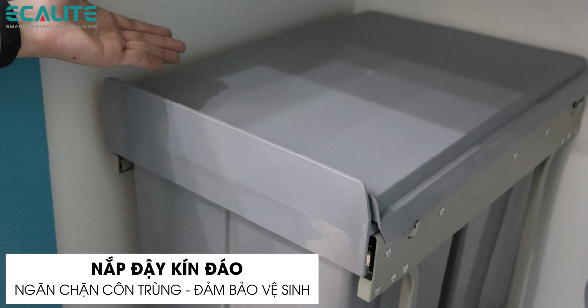 Thùng rác âm tủ Ecalite EL-DUB20L nắp đậy kín đáo