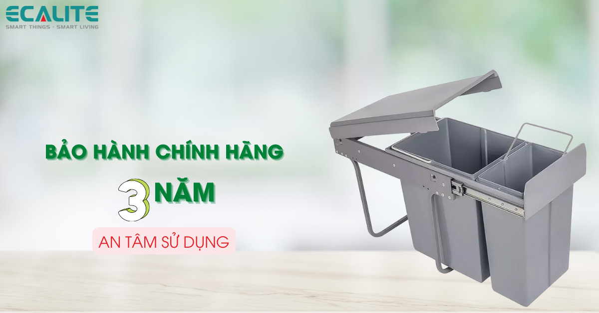 Thùng rác âm tủ Ecalite EL-DUB20L bảo hành chính hãng 3 năm