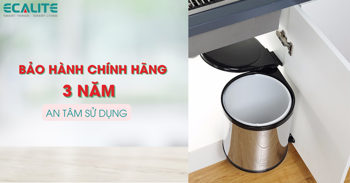 Thùng rác tròn gắn cánh âm tủ Ecalite EL-NG40 bảo hành chính hãng