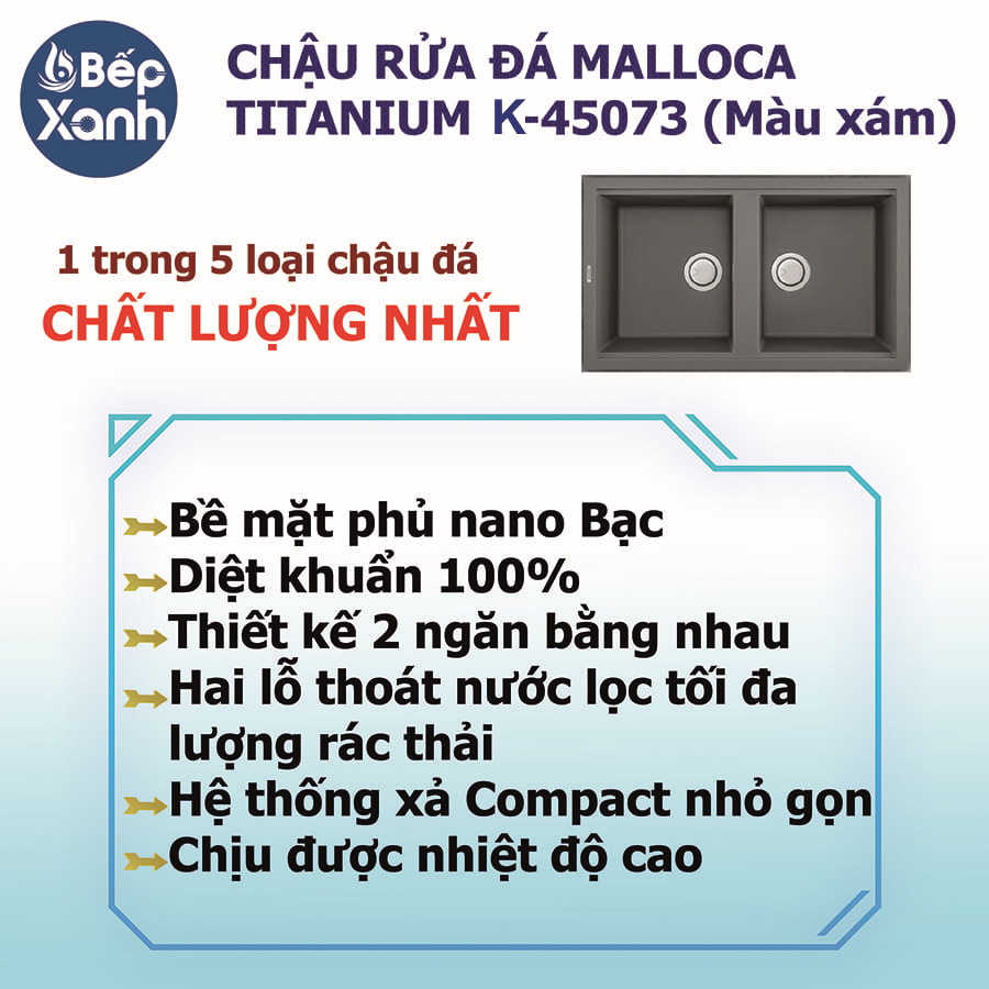 Chậu rửa đá Malloca TITANIUM K-45073 Nano