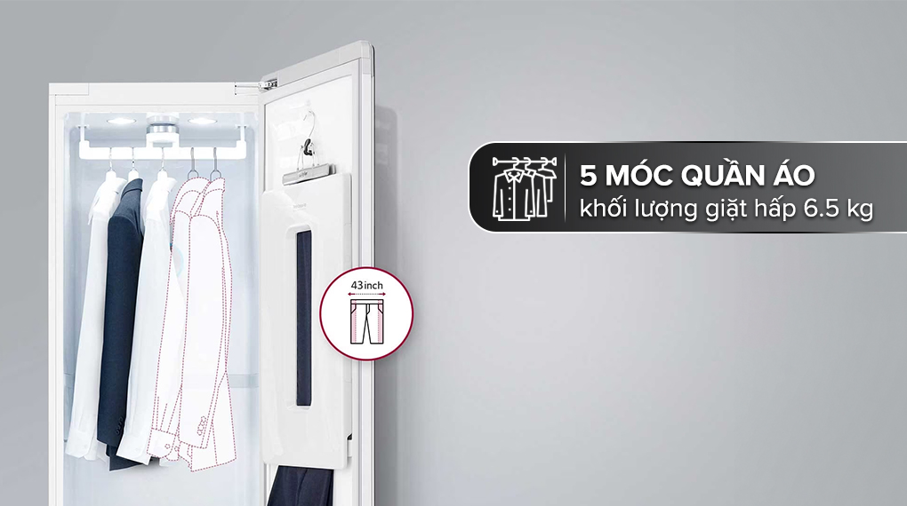 Số móc Tủ chăm sóc quần áo thông minh LG Styler Inverter 5 móc S5MB Số móc Tủ chăm sóc quần áo thông minh LG Styler Inverter 5 móc S5MB