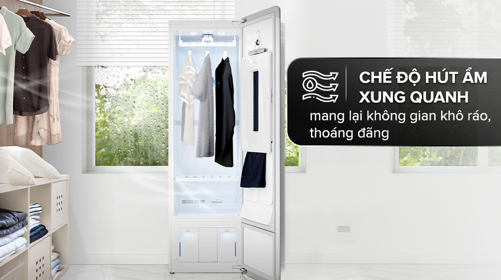 Hút ấm Tủ chăm sóc quần áo thông minh LG Styler Inverter 5 móc S5MB Hút ẩm Tủ chăm sóc quần áo thông minh LG Styler Inverter 5 móc S5MB