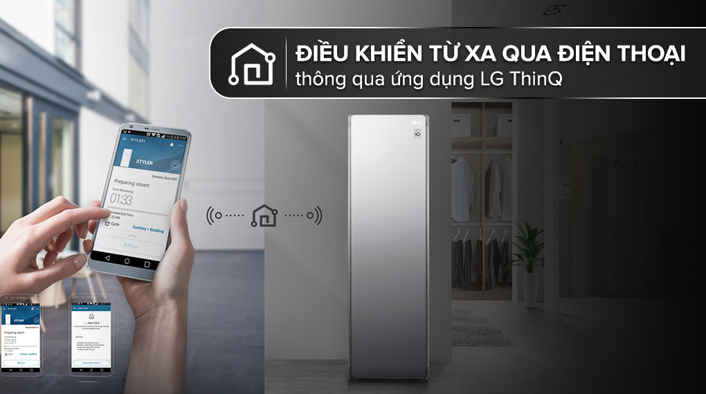 LG ThinQ Tủ chăm sóc quần áo thông minh LG Styler Inverter 5 móc S5MB LG ThinQ Tủ chăm sóc quần áo thông minh LG Styler Inverter 5 móc S5MB
