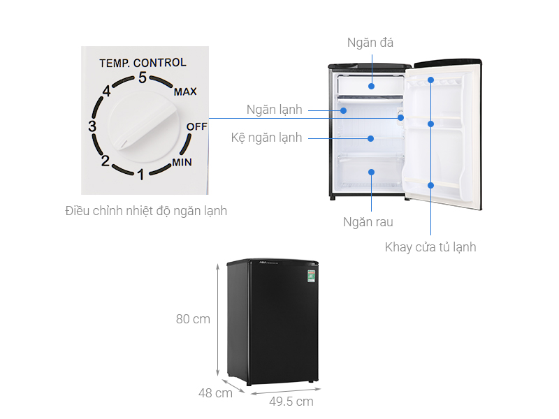 Tủ lạnh Aqua 90 lít AQR-D99FA(BS)