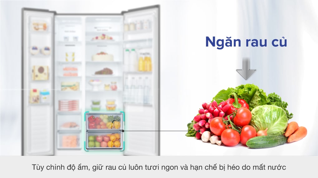 Tủ lạnh Casper Inverter 551 lít RS 575VBW - Ngăn rau củ