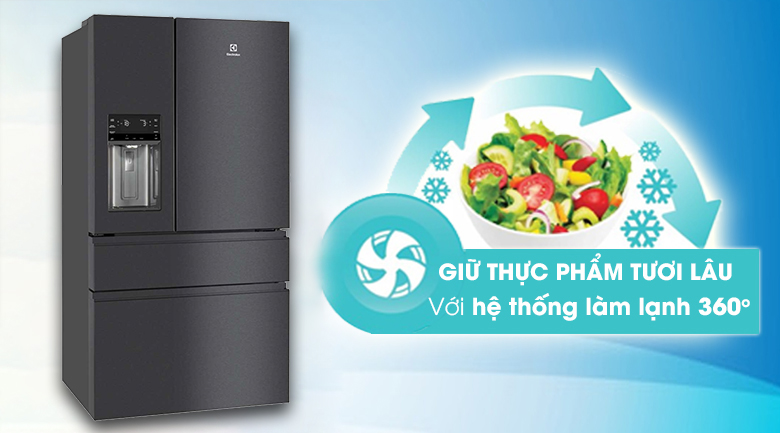 Hệ thống làm lạnh NutriFresh & làm lạnh đa chiều 360 độ - Tủ lạnh Electrolux Inverter 617 lít EHE6879A-B