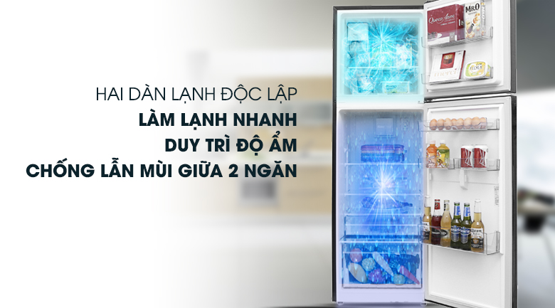 2 dàn lạnh độc lập - Tủ lạnh Beko Inverter 230 lít RDNT251I50VWB