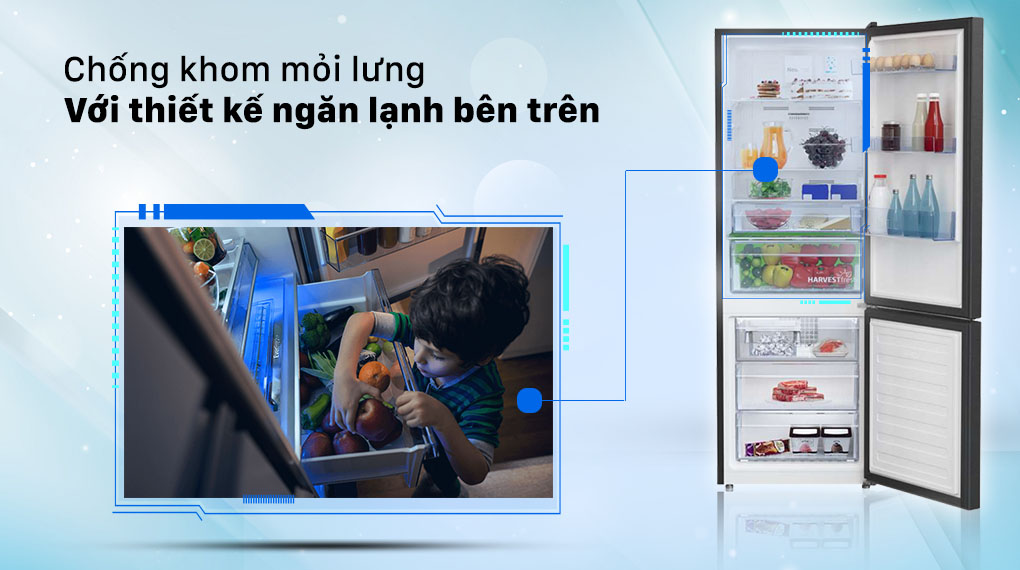 Chống khom mỏi lưng với thiết kế ngăn lạnh bên trên