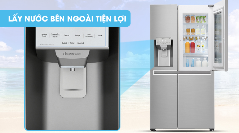 Lấy nước, lấy đá bên ngoài tiện lợi - Tủ lạnh LG Inverter InstaView Door-in-Door 601 lít GR-X247JS Lấy nước, lấy đá bên ngoài tiện lợi - Tủ lạnh LG Inverter InstaView Door-in-Door 601 lít GR-X247JS