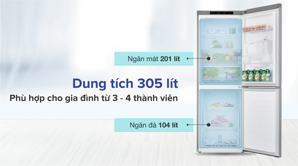 TỦ LẠNH LG GR-D305PS - Dung tích sử dụng