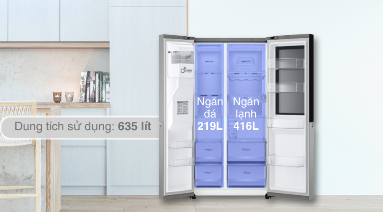 Dung tích - Tủ lạnh LG Inverter 635 lít Side By Side InstaView Door-in-Door GR-G257SV Dung tích - Tủ lạnh LG Inverter 635 lít Side By Side InstaView Door-in-Door GR-G257SV