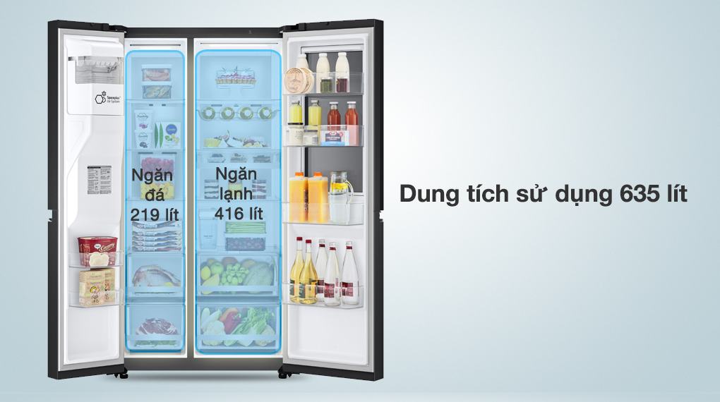 Tủ lạnh LG Inverter 635 Lít Side By Side InstaView Door-in-Door GR-X257BL - Dung tích Tủ lạnh LG Inverter 635 Lít Side By Side InstaView Door-in-Door GR-X257BL - Dung tích