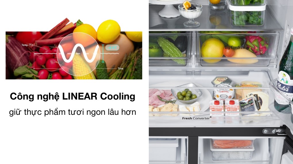 Tủ lạnh LG Inverter 617 lít Multi Door InstaView LFB61BLGAI - Công nghệ làm lạnh + bảo quản thực phẩm Tủ lạnh LG Inverter 617 lít Multi Door InstaView LFB61BLGAI - Công nghệ làm lạnh + bảo quản thực phẩm