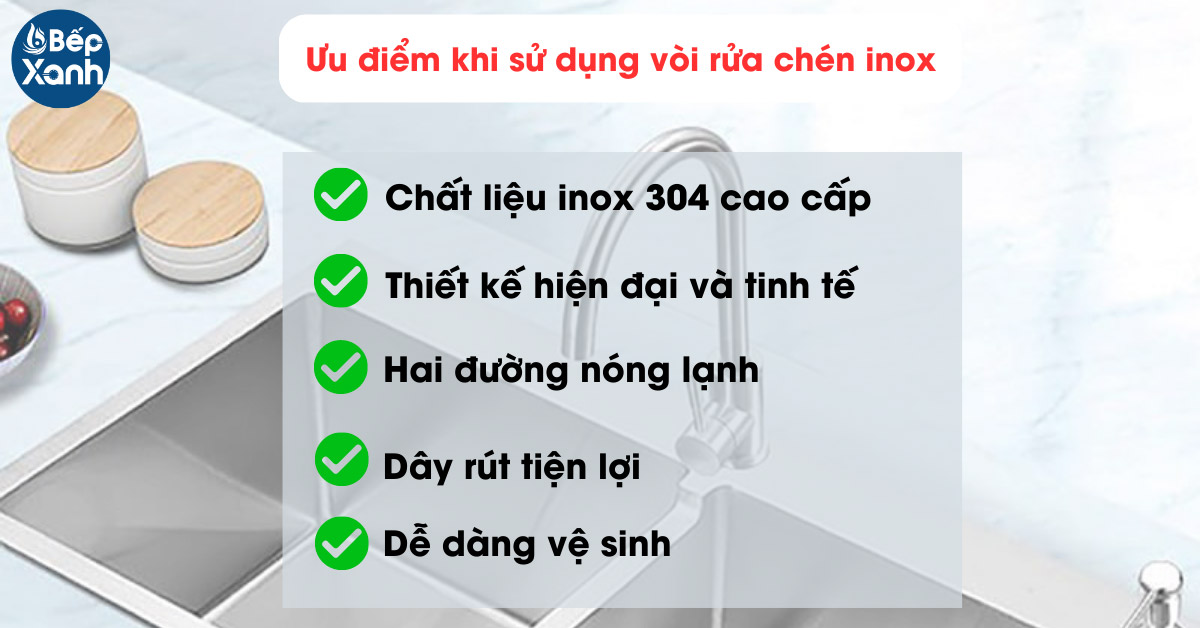 Ưu điểm vòi rửa chén Inox 