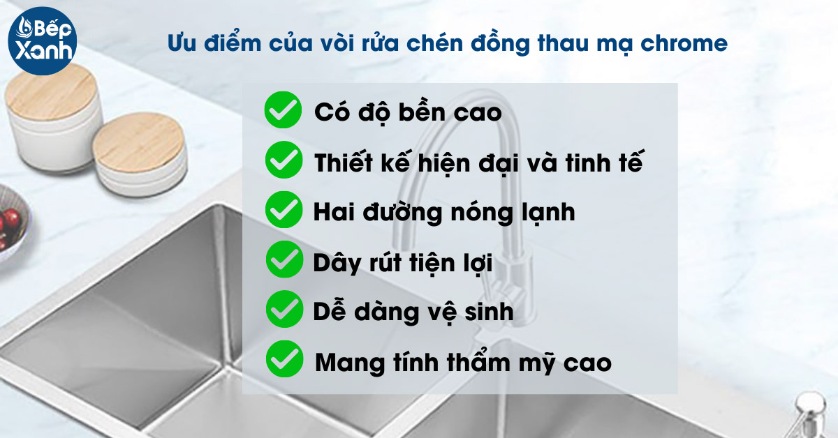 Ưu điểm vòi rửa chén đồng thau mạ Chrome