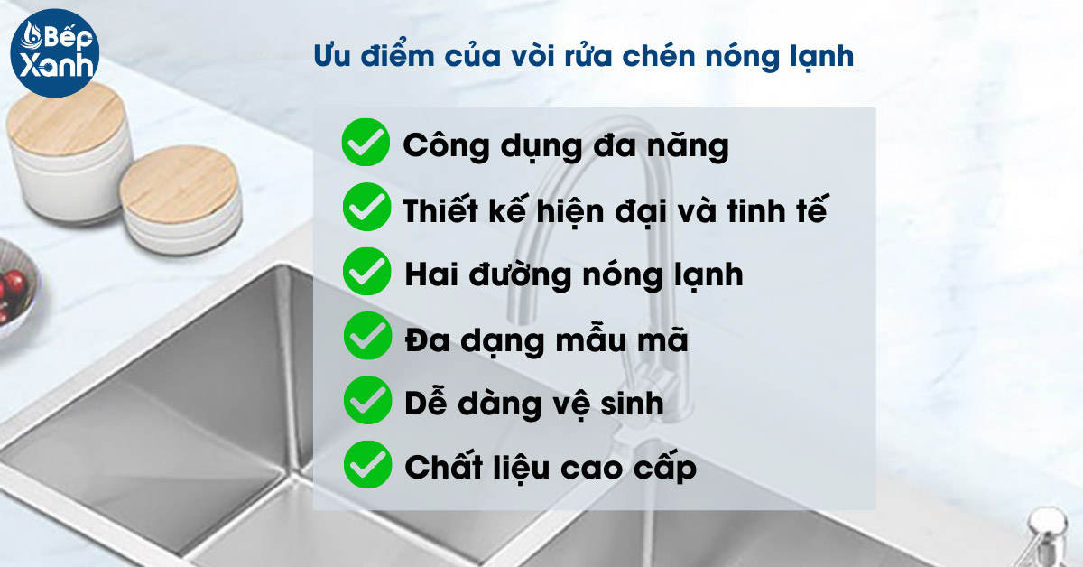 Ưu điểm vòi rửa chén nóng lạnh 