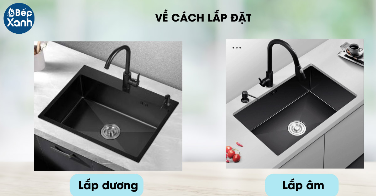 2 phương thức lắp đặt chậu rửa đá gồm lắp âm và lắp dương